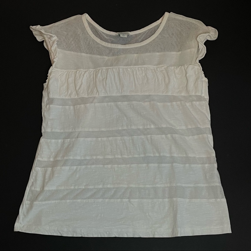 Sundance White Mesh Ruffle Sleeve Top
